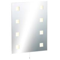 KnightsBridge Illuminated Decorative Bathroom Wall Mirror IP44 Rated with Dual Shaver Socket & Demister
