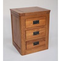Knightsbridge Oak 3 Drawer Bedside