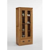 Knightsbridge Oak Glass Display Cabinet with Drawer
