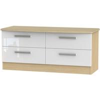 Knightsbridge High Gloss White and Oak Bed Box - 4 Drawer