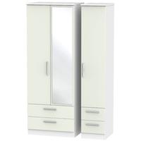 Knightsbridge Kaschmir Matt and White Triple Wardrobe - Tall with Drawer and Mirror