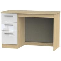 Knightsbridge High Gloss White and Oak Desk - 3 Drawer