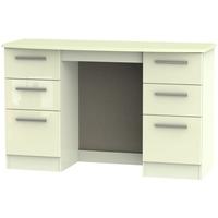 knightsbridge high gloss cream dressing table knee hole double pedesta ...