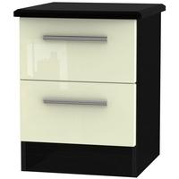 knightsbridge high gloss cream and black bedside cabinet 2 drawer lock ...