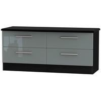 Knightsbridge High Gloss Grey and Black Bed Box - 4 Drawer