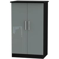 knightsbridge high gloss grey and black wardrobe 2ft 6in plain midi