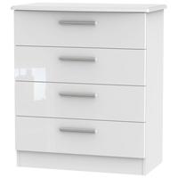 knightsbridge high gloss white chest of drawer 4 drawer