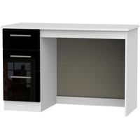 knightsbridge high gloss black and white desk 3 drawer