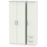 Knightsbridge Kaschmir Matt and White Triple Wardrobe - Tall Plain with 2 Drawer