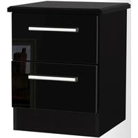 Knightsbridge High Gloss Black Bedside Cabinet - 2 Drawer Locker