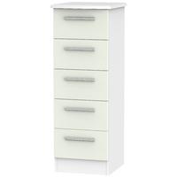 Knightsbridge Kaschmir Matt and White Chest of Drawer - 5 Drawer Locker