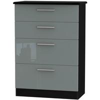 knightsbridge high gloss grey and black chest of drawer 4 drawer deep