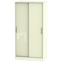 Knightsbridge High Gloss Cream Sliding Wardrobe - Wide