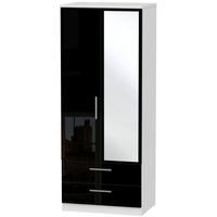 knightsbridge high gloss black and white wardrobe 2ft 6in with 2 drawe ...