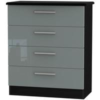 knightsbridge high gloss grey and black chest of drawer 4 drawer