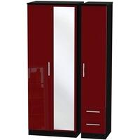 knightsbridge ruby triple wardrobe tall with mirror and 2 drawer