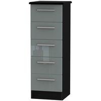 knightsbridge high gloss grey and black chest of drawer 5 drawer locke ...