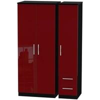 knightsbridge ruby triple wardrobe plain with 2 drawer