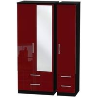 Knightsbridge Ruby Triple Wardrobe with Drawer and Mirror