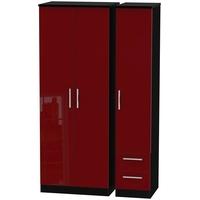 knightsbridge ruby triple wardrobe tall plain with 2 drawer