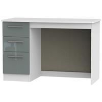 Knightsbridge High Gloss Grey and White Desk - 3 Drawer