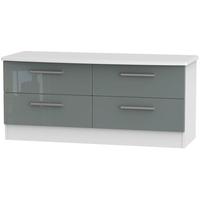 Knightsbridge High Gloss Grey and White Bed Box - 4 Drawer