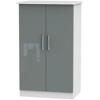 knightsbridge high gloss grey and white wardrobe 2ft 6in plain midi