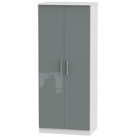 Knightsbridge High Gloss Grey and White Wardrobe - 2ft 6in Plain