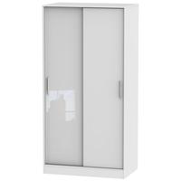 Knightsbridge High Gloss White Sliding Wardrobe - Wide