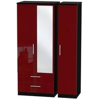 Knightsbridge Ruby Triple Wardrobe with 2 Drawer and Mirror