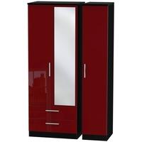 Knightsbridge Ruby Triple Wardrobe - Tall with 2 Drawer and Mirror