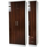 Knightsbridge Ebony Triple Wardrobe - Tall Plain with 2 Drawer