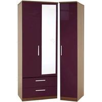 Knightsbridge Aubergine Triple Wardrobe with 2 Drawer and Mirror