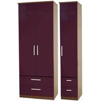 knightsbridge aubergine triple wardrobe tall with drawer