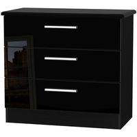 knightsbridge high gloss black chest of drawer 3 drawer