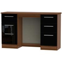 knightsbridge high gloss black and noche walnut dressing table knee ho ...