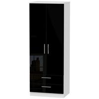 knightsbridge high gloss black and white wardrobe tall 2ft 6in with 2  ...