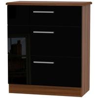 knightsbridge high gloss black and noche walnut chest of drawer 3 draw ...