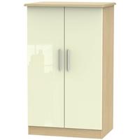 knightsbridge high gloss cream and oak wardrobe 2ft 6in plain midi