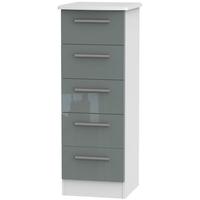 knightsbridge high gloss grey and white chest of drawer 5 drawer locke ...