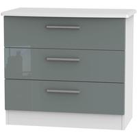 Knightsbridge High Gloss Grey and White Chest of Drawer - 3 Drawer