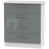 Knightsbridge High Gloss Grey and White Chest of Drawer - 4 Drawer