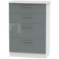 knightsbridge high gloss grey and white chest of drawer 4 drawer deep