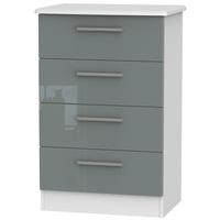 knightsbridge high gloss grey and white chest of drawer 4 drawer midi