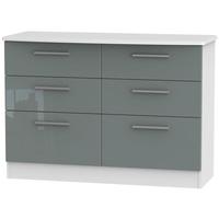 Knightsbridge High Gloss Grey and White Chest of Drawer - 6 Drawer Midi