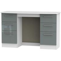 Knightsbridge High Gloss Grey and White Dressing Table - Knee Hole Double Pedestal