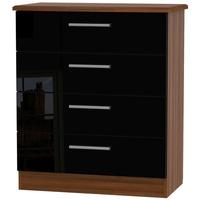 knightsbridge high gloss black and noche walnut chest of drawer 4 draw ...