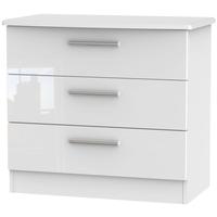 knightsbridge high gloss white chest of drawer 3 drawer