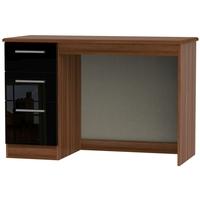 Knightsbridge High Gloss Black and Noche Walnut Desk - 3 Drawer