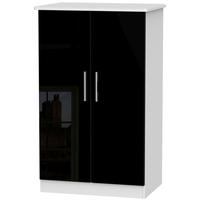 knightsbridge high gloss black and white wardrobe 2ft 6in plain midi